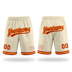 Custom Cream Red-Gold Authentic Throwback Basketball Shorts