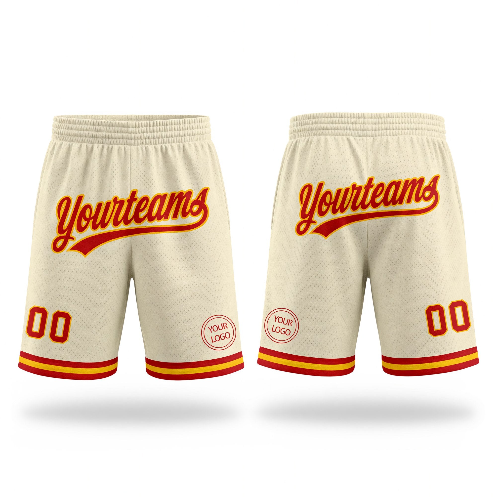 Custom Cream Red-Gold Authentic Throwback Basketball Shorts