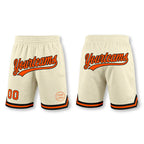 Custom Cream Orange-Black Authentic Throwback Basketball Shorts