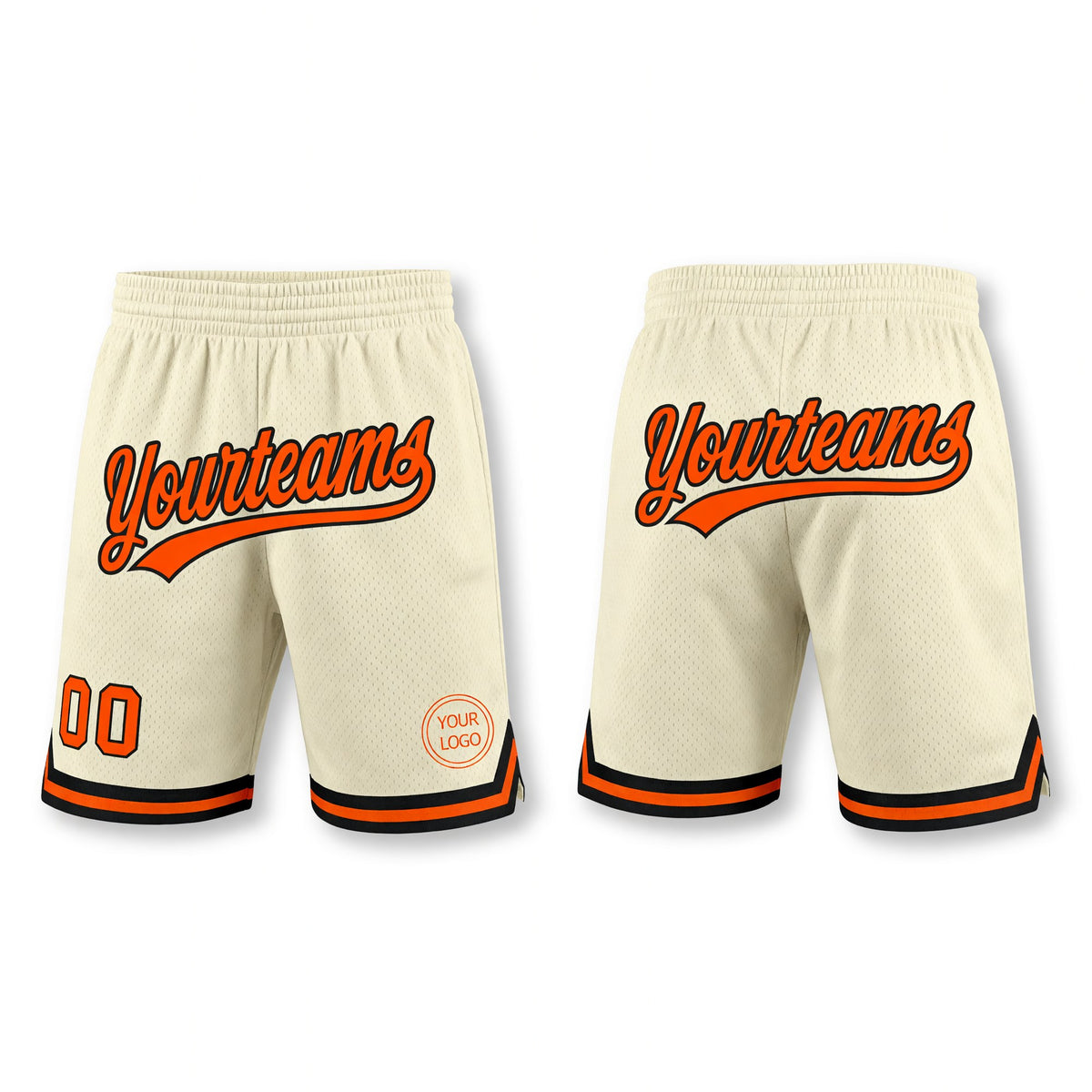 Custom Cream Orange-Black Authentic Throwback Basketball Shorts