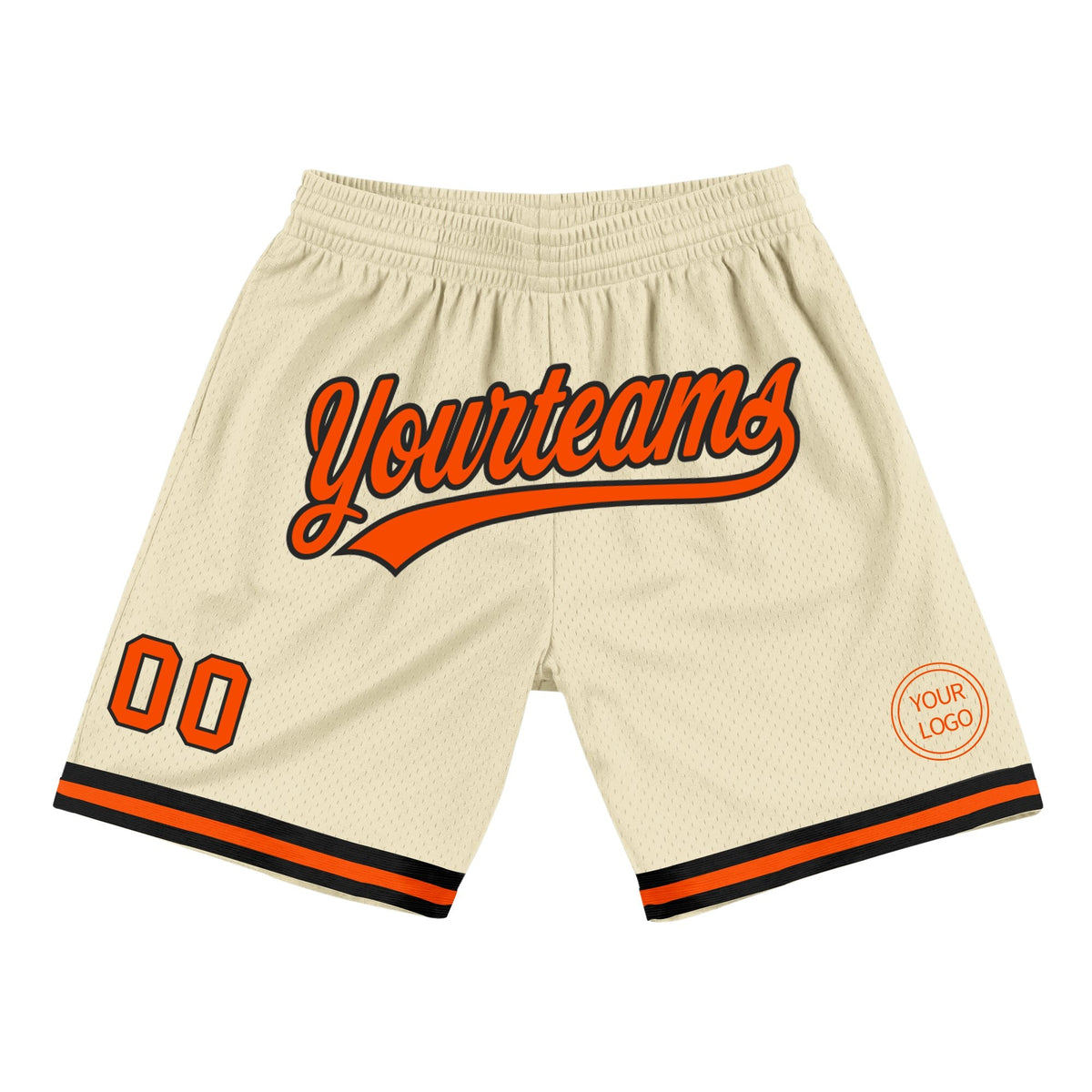 Custom Cream Orange-Black Authentic Throwback Basketball Shorts photo 1