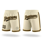Custom Cream Black-Old Gold Authentic Throwback Basketball Shorts