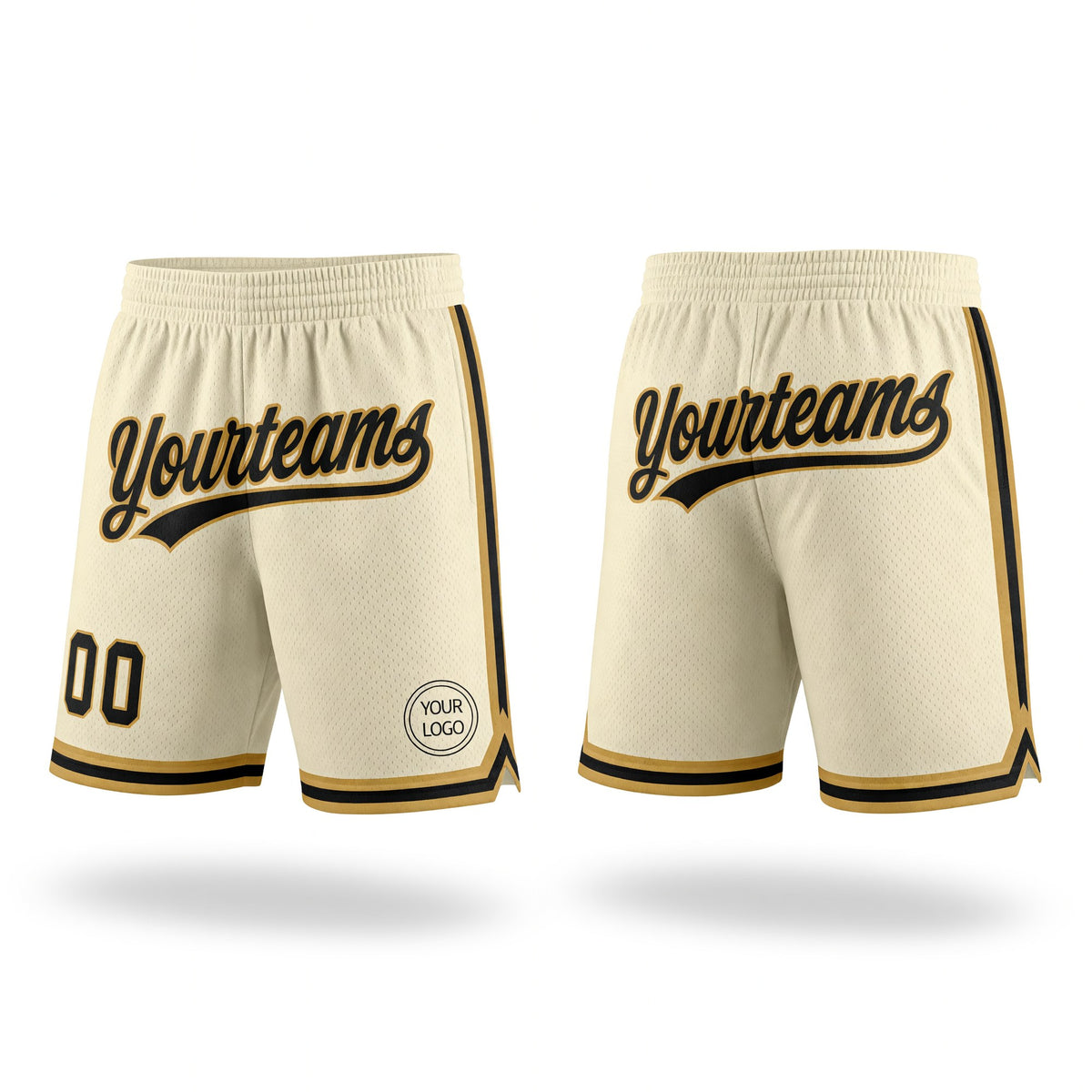 Custom Cream Black-Old Gold Authentic Throwback Basketball Shorts