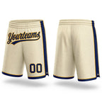 Custom Cream Navy-Gold Authentic Basketball Shorts