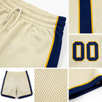 Custom Cream Navy-Gold Authentic Basketball Shorts detail