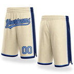 Custom Cream Light Blue-Navy Authentic Basketball Shorts