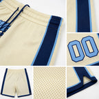 Custom Cream Light Blue-Navy Authentic Basketball Shorts detail