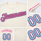 Custom Cream Light Blue Black-Pink Performance T-Shirt detail