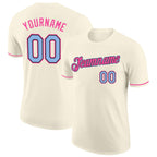 Custom Cream Light Blue Black-Pink Performance T-Shirt photo 1