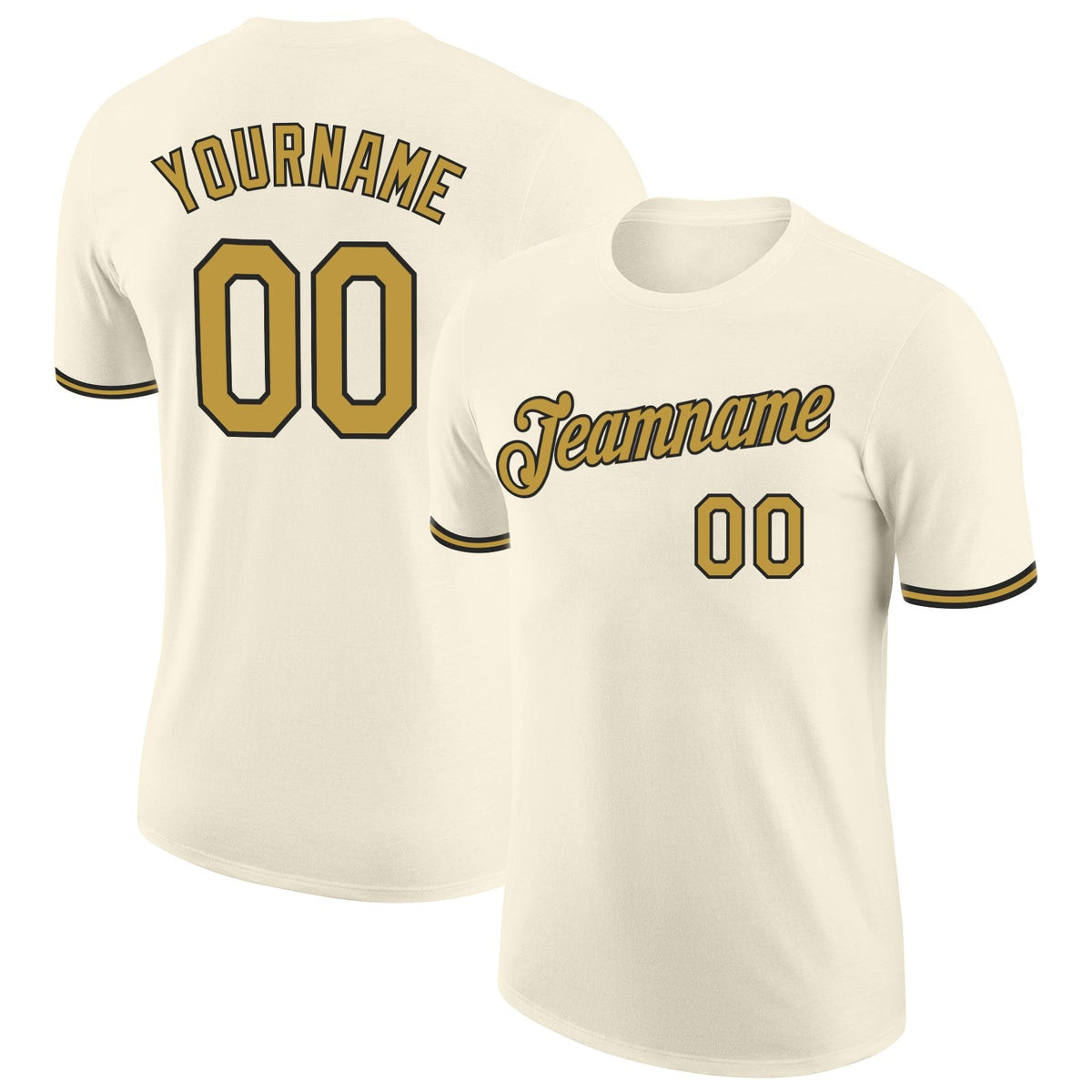 Custom Cream Old Gold-Black Performance T-Shirt photo 1