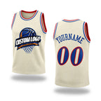 Custom Cream Royal Red-White Authentic Throwback Basketball Jersey
