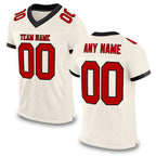 Custom Cream Red-Black Mesh Authentic Football Jersey