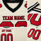 Custom Cream Red-Black Mesh Authentic Football Jersey detail