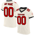 Custom Cream Red-Black Mesh Authentic Football Jersey photo 1