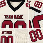 Custom Cream Crimson-Black Mesh Authentic Football Jersey detail