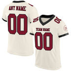 Custom Cream Crimson-Black Mesh Authentic Football Jersey photo 1