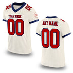 Custom Cream Red-Navy Mesh Authentic Football Jersey
