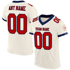 Custom Cream Red-Navy Mesh Authentic Football Jersey photo 1