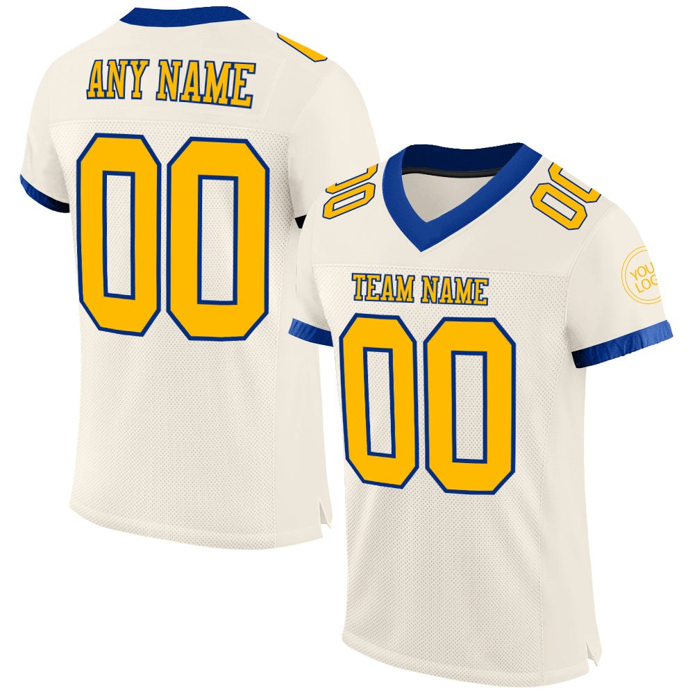 Custom Cream Gold-Royal Mesh Authentic Football Jersey photo 1