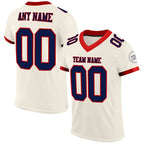 Custom Cream Navy-Red Mesh Authentic Football Jersey photo 1