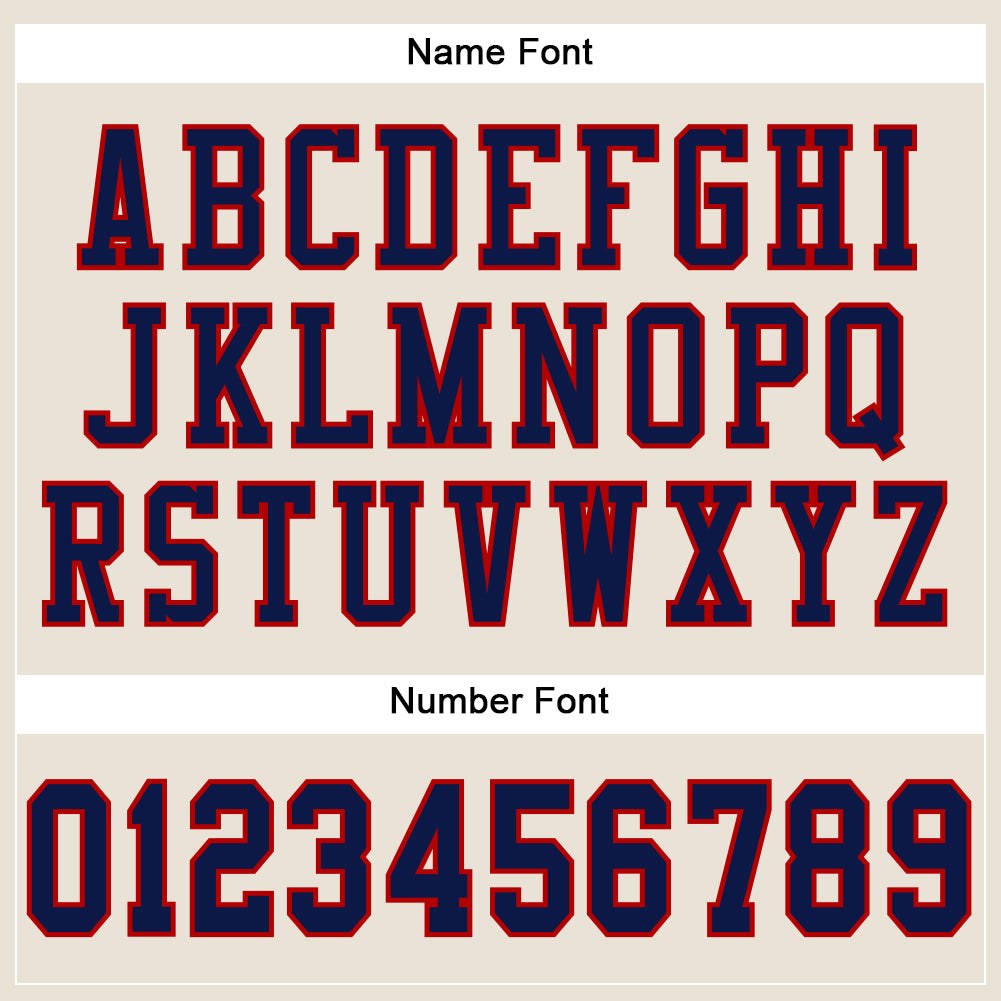 Custom Cream Navy-Red Mesh Authentic Football Jersey photo 3