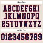 Custom Cream Navy-Red Mesh Authentic Football Jersey photo 3