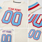 Custom Cream Light Blue-Red Mesh Authentic Football Jersey detail