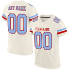 Custom Cream Light Blue-Red Mesh Authentic Football Jersey photo 1