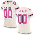Custom Cream Pink Black-Light Blue Mesh Authentic Football Jersey