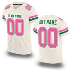 Custom Cream Pink-Kelly Green Mesh Authentic Football Jersey