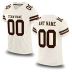 Custom Cream Brown Mesh Authentic Football Jersey