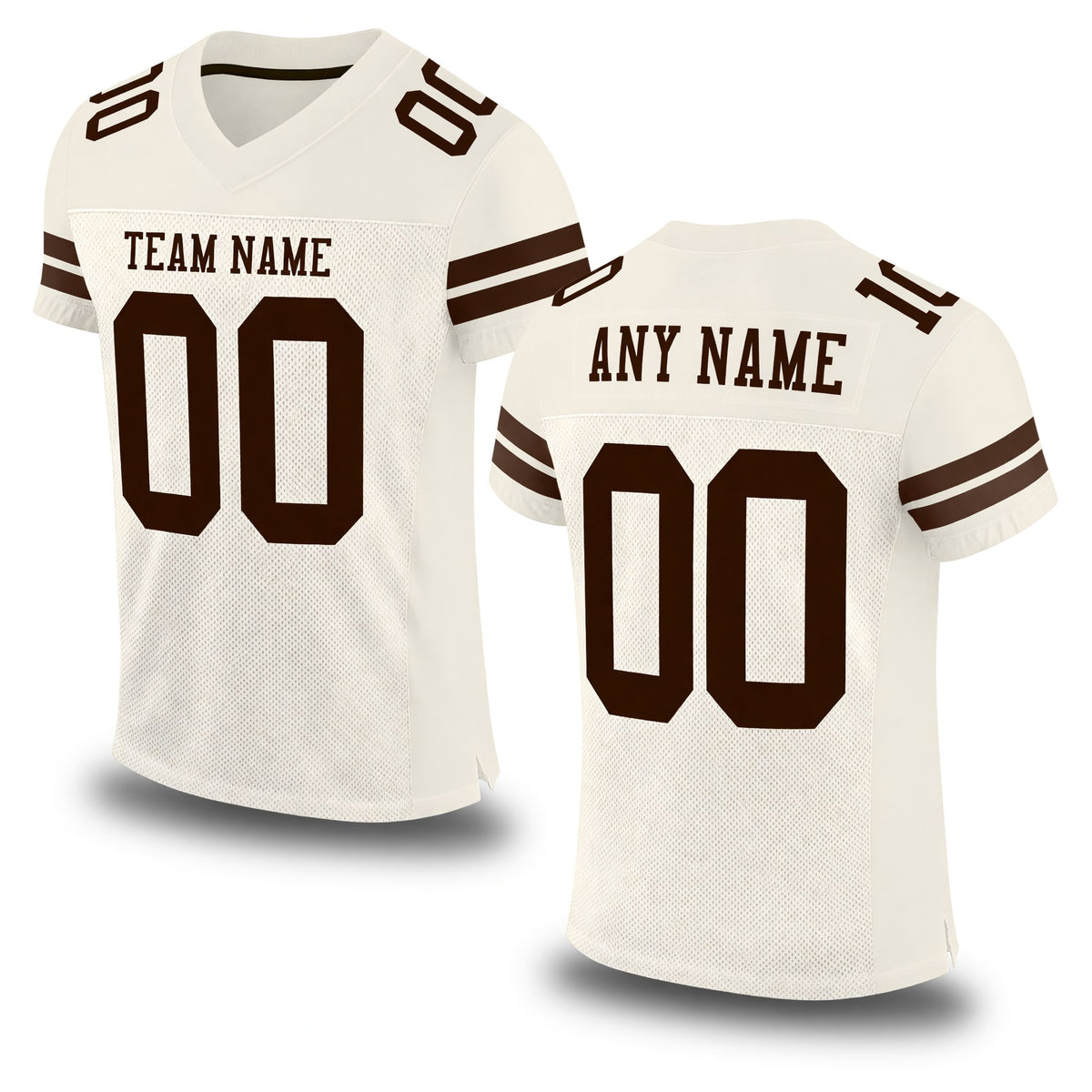 Custom Cream Brown Mesh Authentic Football Jersey