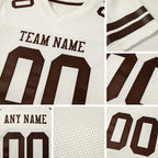 Custom Cream Brown Mesh Authentic Football Jersey detail