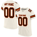 Custom Cream Brown-Orange Mesh Authentic Football Jersey photo 1