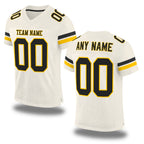 Custom Cream Black-Gold Mesh Authentic Football Jersey