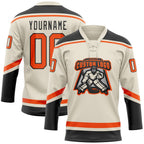 Custom Cream Orange-Black Hockey Lace Neck Jersey photo 2