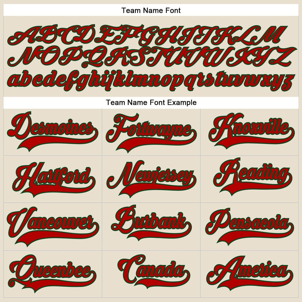 Custom Cream Red-Green Hockey Lace Neck Jersey photo 3