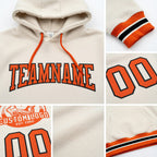 Custom Stitched Cream Orange-Black Football Pullover Sweatshirt Hoodie detail