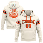 Custom Stitched Cream Orange-Black Football Pullover Sweatshirt Hoodie photo 1