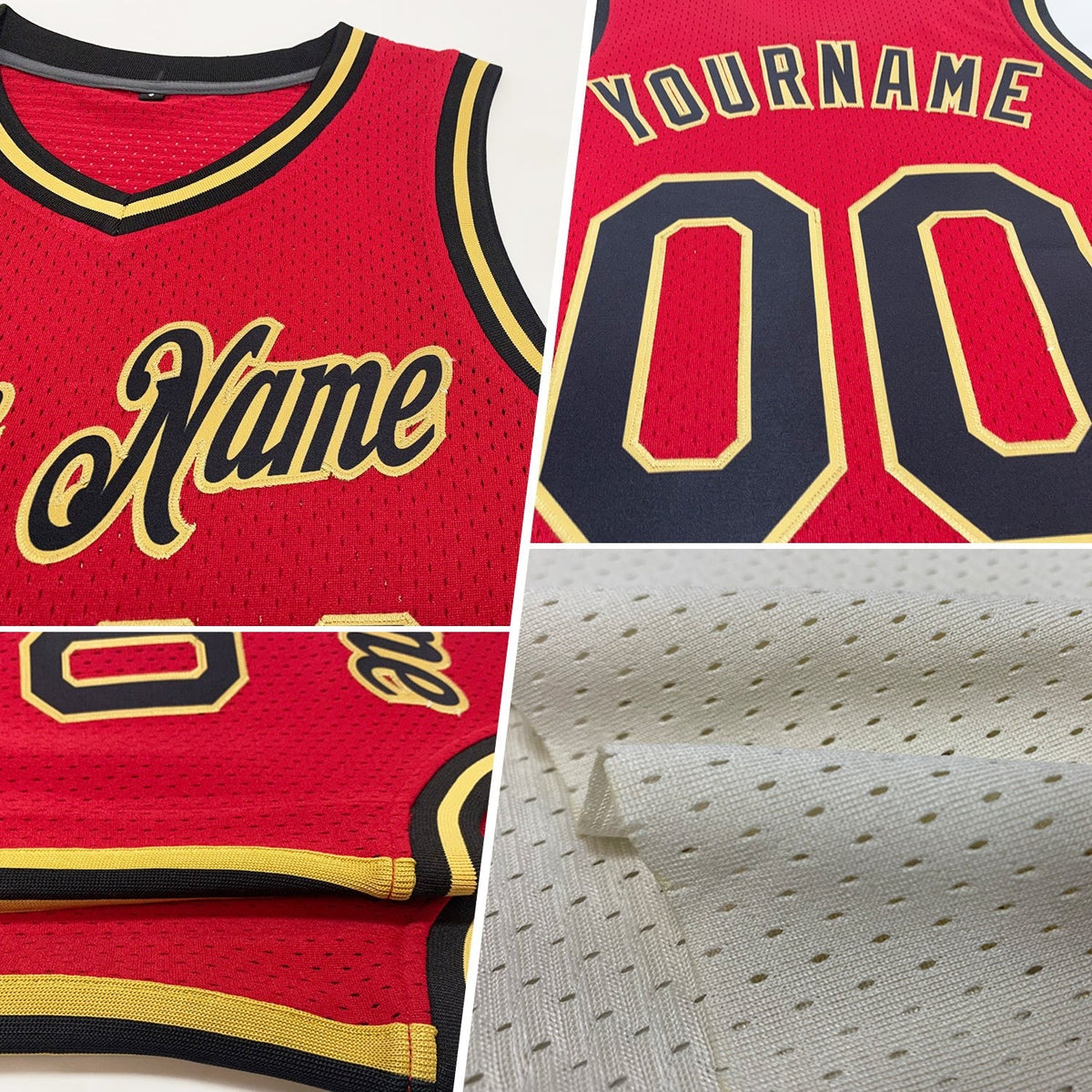 Custom Cream Red-Black Authentic Throwback Basketball Jersey photo 2