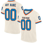 Custom Cream Blue-Orange Mesh Authentic Throwback Football Jersey photo 1
