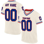 Custom Cream Royal Red-White Mesh Authentic Throwback Football Jersey photo 1
