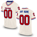 Custom Cream Red Royal-White Mesh Authentic Throwback Football Jersey