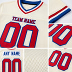 Custom Cream Red Royal-White Mesh Authentic Throwback Football Jersey detail