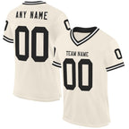 Custom Cream Black-White Mesh Authentic Throwback Football Jersey photo 1