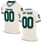 Custom Cream Green-Royal Mesh Authentic Throwback Football Jersey