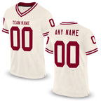 Custom Cream Maroon-White Mesh Authentic Throwback Football Jersey