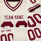 Custom Cream Maroon-White Mesh Authentic Throwback Football Jersey detail