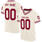 Custom Cream Maroon-White Mesh Authentic Throwback Football Jersey photo 1