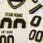 Custom Cream Black-Old Gold Mesh Authentic Throwback Football Jersey detail